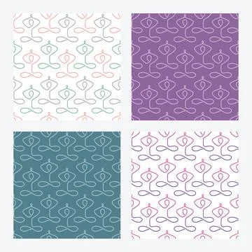 Seamless yoga pattern set pastel wellness backgrounds soft spiritual geometric Stock Illustration