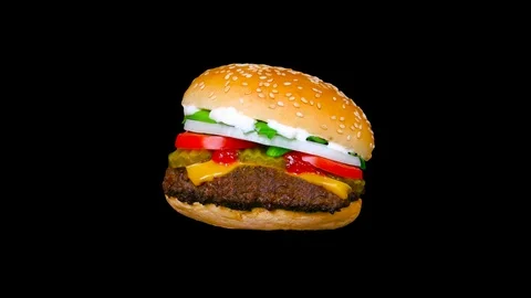 Seamless young animation of a slice of hamburger isolated with alpha channel. 動画素材 109474669
