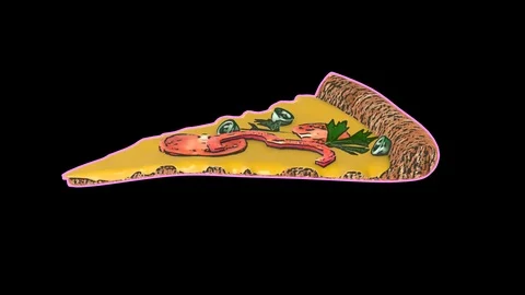 Seamless young animation of a slice of pizza isolated with alpha channel. Stop Vidéo 109473473