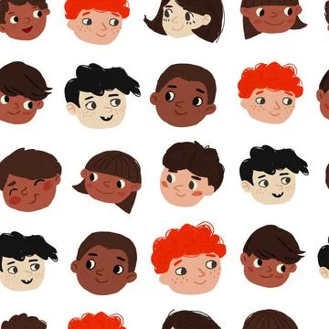 Seamless young people face pattern Stock Illustration