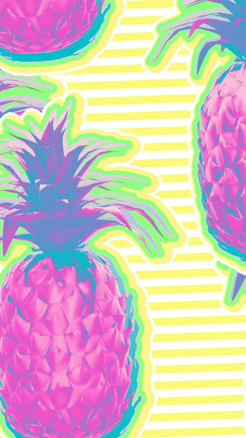 Seamless young vertical video of cartoon style pineapples with pastel colors . Stock Footage 340281104