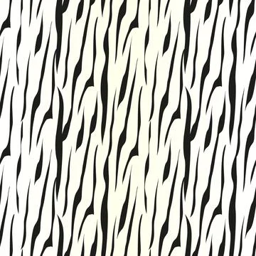 Seamless zebra skin pattern. Wallpaper with black stripes on white backgrou.. Stock Illustration