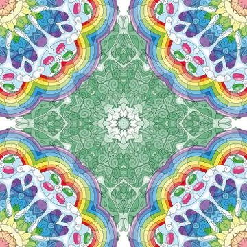 Seamless zentangle pattern. Decorative unusual square ornaments. Ilustración de archivo