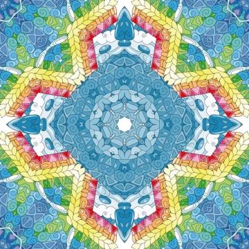 Seamless zentangle pattern. Decorative unusual square ornaments. Ilustração Stock