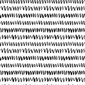 Seamless zig zag vector pattern in doodle style. イラスト素材