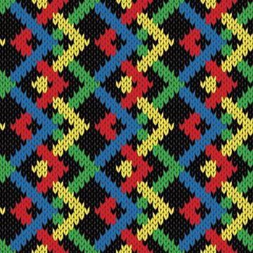 Seamless zigzag knitting blanket in bright colors Stock Illustration