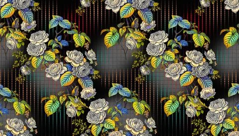 Seamless,Abstract,Floral,Pattern,,Botanical,Flowers,With,Abstract,Background Stock Illustration