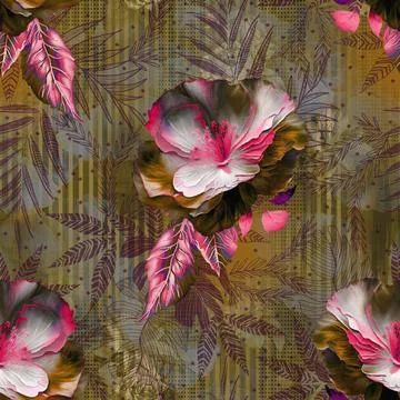 Seamless,Allover,Floral,Pattern,With,Abstract,Floral,Texture,Background,For Illustrazione stock