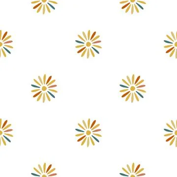 Seamlessditsy pattern in geometric style with colorful flowers ornament. Whit Stock Illustration
