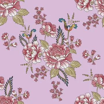 Seamless,Floral,Design,Pattern,With,Color,Background 库存插图