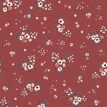 Seamless,Floral,Pattern,,With,Small,Cute,Flower,Design,Textile,Allover Stock Illustration
