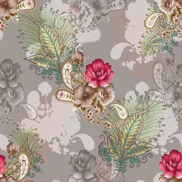 Seamless,Flower,Design,With,Dusty,Ground Illustration