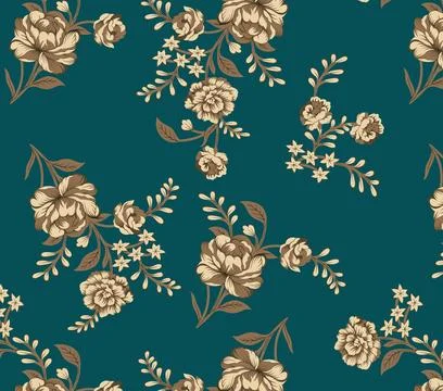 Seamless,Flower,Pattern,Botanical,Digital,Floral,Design,Textile,Allover,Repea Stock Illustration