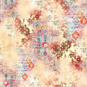 Seamless,Geometrical,Abstract,Indian,Traditional,Pattern Stock Illustration