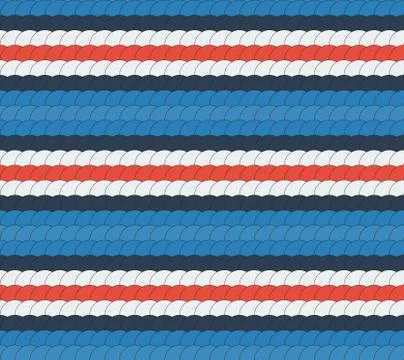 Seamlessl pattern made of round ornaments making row - rope, navy style Stock Illustration