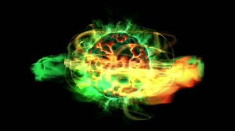 Seamlessly loop-able pulsing atom with alpha Stock Footage 10597358