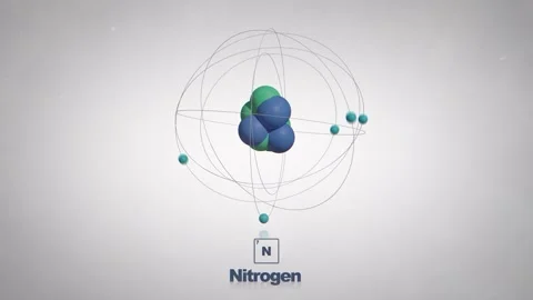 Seamlessly Looped Animated Nitrogen Atom - Element Periodic Table Stock Footage 337065102