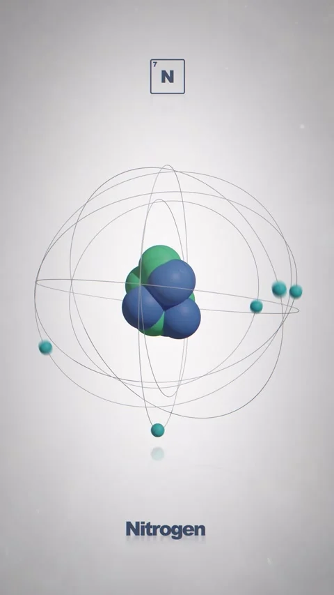 Seamlessly Looped Animated Nitrogen Atom - Vertical Element of the Periodic Stock Footage 337686395