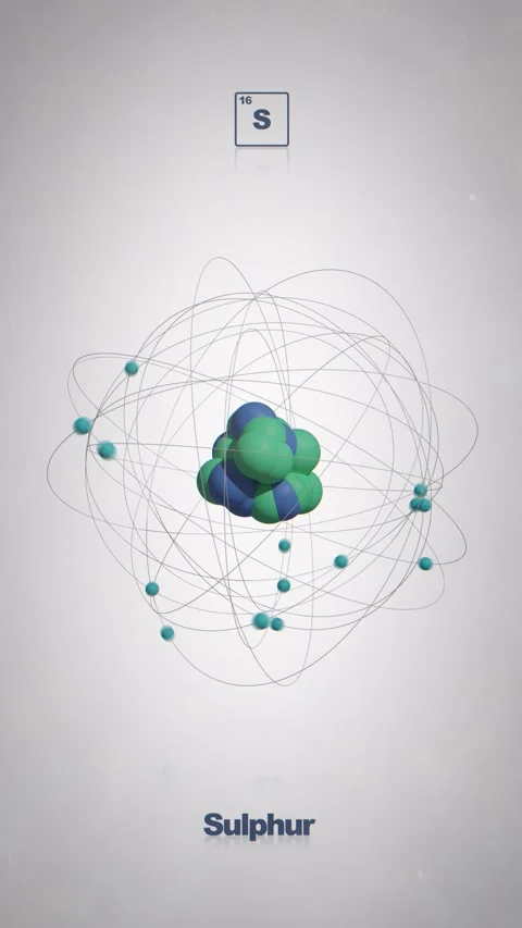 Seamlessly Looped Animated Sulphur Atom - Element Periodic Table Stock Footage 338002483