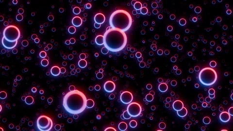 Seamlessly looped animation of moving through field of glowing neon circles Stock Footage 325789643