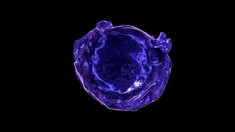Seamlessly looped colored fluid flows with splashes around sphere, slow motion. Video stock 84102047