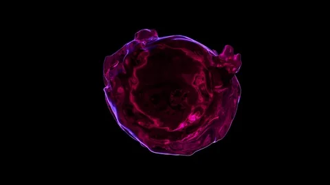 Seamlessly looped colored fluid flows with splashes around sphere, slow motion. Stock-Footage 85317950