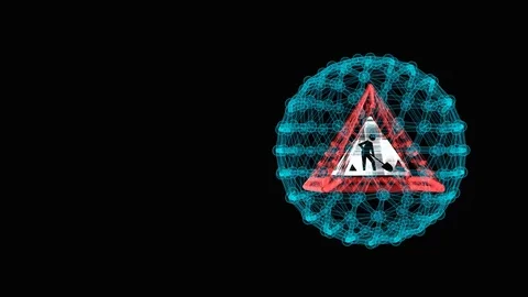 Seamlessly Looped Sci-Fi Road Work Area Sign Video stock 99534457