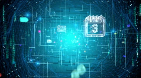 Seamlessly looping abstract technology tunnel Stock Footage 42049508