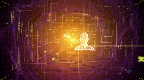 Seamlessly looping abstract technology tunnel Stock Footage 42050139