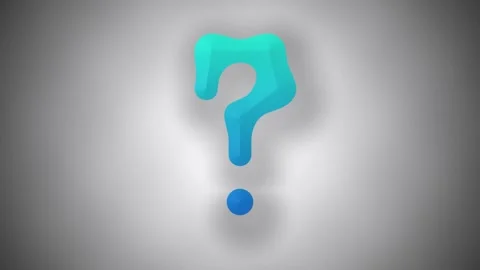Seamlessly looping animation of a 3D blue jelly question mark symbol on a grey Stock Footage 336187275