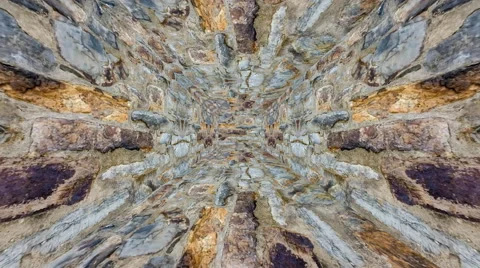 Seamlessly looping animation of a camera moving forward toward in stone tunnel Stock Footage 65883613