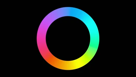 Seamlessly looping animation of a colorful gradient ring rotating on a solid Stock Footage 336965312
