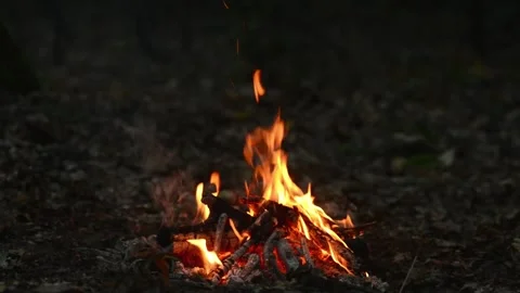 Seamlessly Looping Dynamic Campfire Flames and Sparks Stock Loop Video stock 344031127