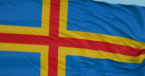 Seamlessly Looping flag for Aland Islands, blowing beautifully in the wind. Stock Footage 80976613