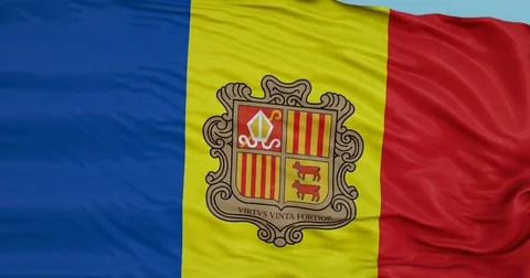 Seamlessly Looping flag for Andorra , blowing beautifully in the wind. Vídeo Stock 80975262