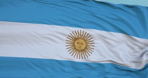 Seamlessly Looping flag for Argentina , blowing beautifully in the wind. Vídeo Stock 80977183