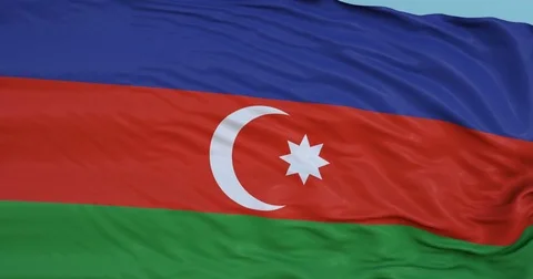 Seamlessly Looping flag for Azerbaijan, blowing beautifully in the wind. Stock Footage 80976958