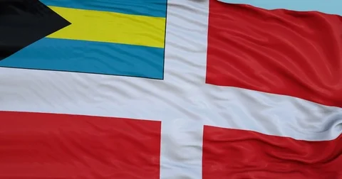 Seamlessly Looping flag for Bahamas, blowing beautifully in the wind. Stock Footage 80977407
