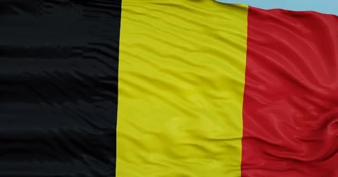Seamlessly Looping flag for Belgium, blowing beautifully in the wind. Video stock 80977962