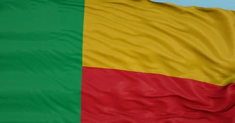 Seamlessly Looping flag for Benin, blowing beautifully in the wind. Slo-Motion. Vídeos de archivo 80976122