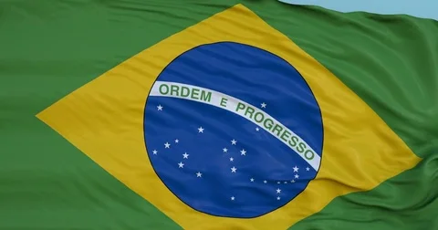 Seamlessly Looping flag for Brazil, blowing beautifully in the wind. Slo-Motion. Stock-Footage 80975591