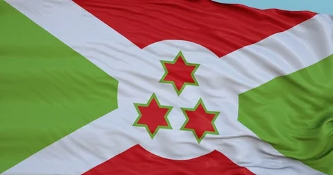 Seamlessly Looping flag for Burundi, blowing beautifully in the wind. Stock Footage 80976793
