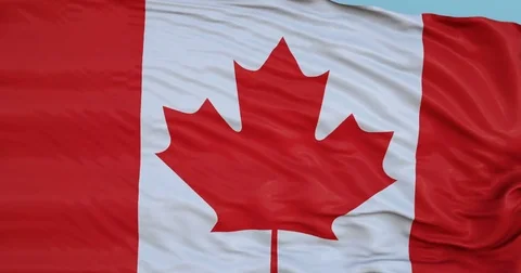 Seamlessly Looping flag for Canada, blowing beautifully in the wind. Slo-Motion. Stock Footage 80976461