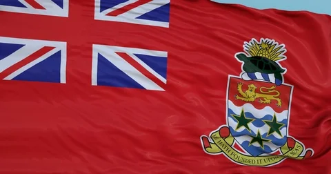Seamlessly Looping flag for Cayman Islands, blowing beautifully in the wind. Vídeo Stock 80976715