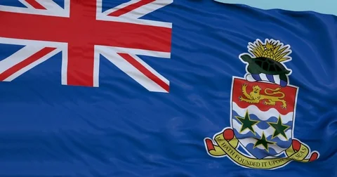 Seamlessly Looping flag for Cayman Islands, blowing beautifully in the wind. Stock Footage 80977311