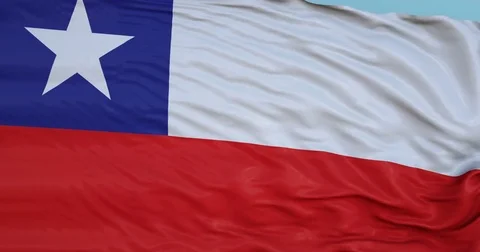 Seamlessly Looping flag for Chile, blowing beautifully in the wind. Slo-Motion. Stock Footage 80975698