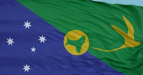 Seamlessly Looping flag for Christmas Island, blowing beautifully in the wind. Vídeo Stock 80975490