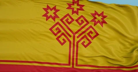 Seamlessly Looping flag for Chuvashia, blowing beautifully in the wind. Stock Footage 80977949