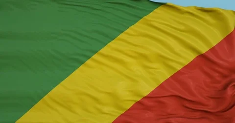 Seamlessly Looping flag for Congo Brazzaville, blowing beautifully in the wind. Stock Footage 80975233