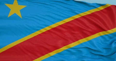 Seamlessly Looping flag for Congo Democratic Republic, blowing beautifully in Stock Footage 80975229